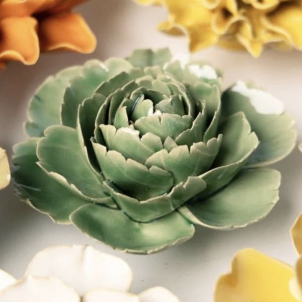 Blomst I keramikk - Jade Green English Rose 11cm