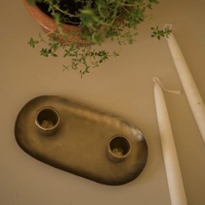 Hovedbilde Lysestake til 2 kronelys - messingfinish