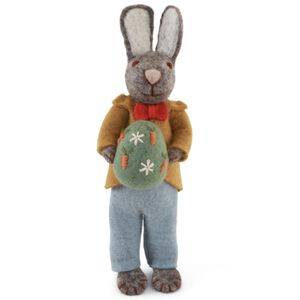 Hovedbilde Gr&aring; kanin med gr&oslash;nt egg 27cm