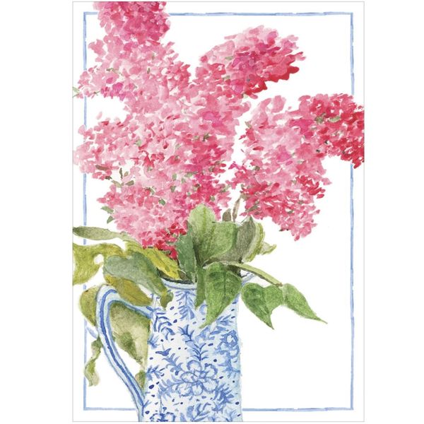 Kort - Blue vase pink flowers