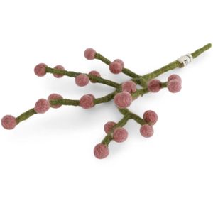Hovedbilde Kvist med rosa b&aelig;r i ull - l9cm