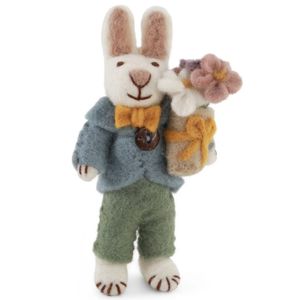 Hovedbilde Hvit kanin med bukett 12cm