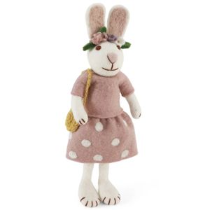 Hovedbilde Hvit kanin med rosa kjole 27cm