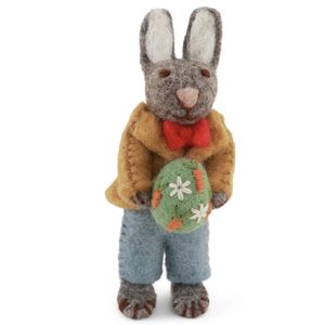 Hovedbilde Gr&aring; kanin med gr&oslash;nt egg 12cm