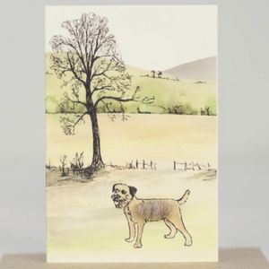 Hovedbilde Lite kort 'Border Terrier By Tree And Hillslope' ...