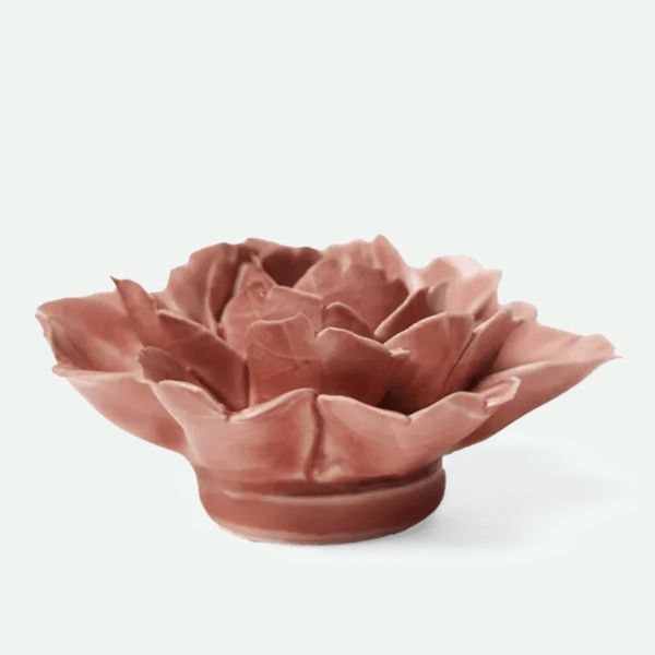 Blomst I keramikk - Champagnerosa rose 10cm