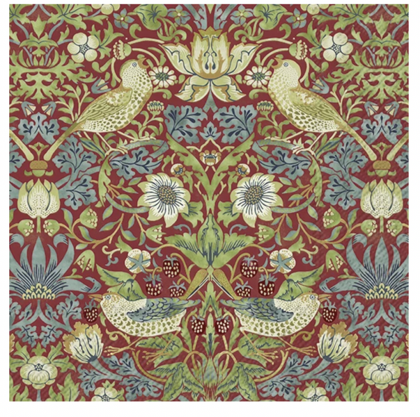 Strawberry Thief Red (Lunch)  William Morris 
